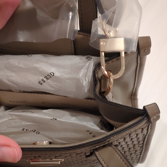 Guess Tan Woven Crossbody Bag - Picture 2 of 4
